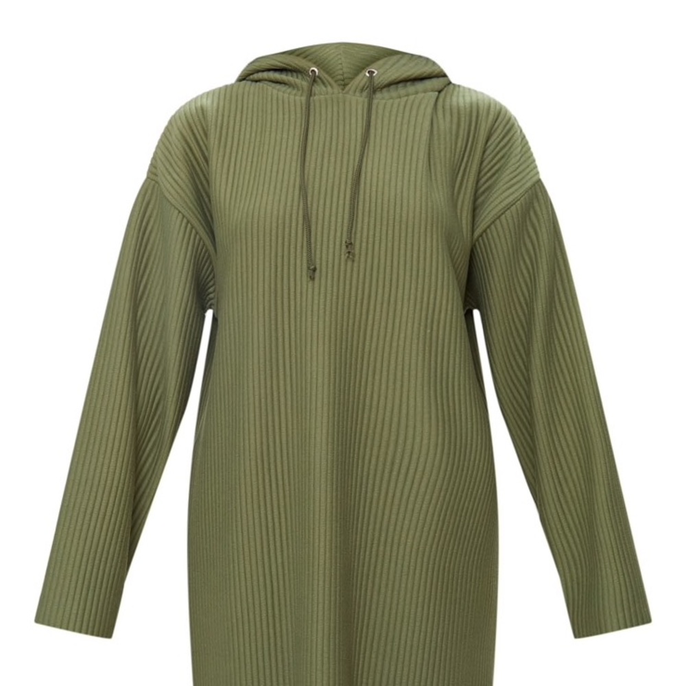 Khaki ribbed hoodie sweater